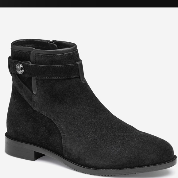 ▶️ Johnston & Murphy ◀️ Darby Snap Bootie All Leather Black Suede Women’s 8 - Picture 1 of 17